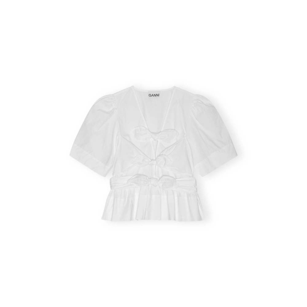 NEW GANNI tie strap blouse in bright white - Picture 3 of 8